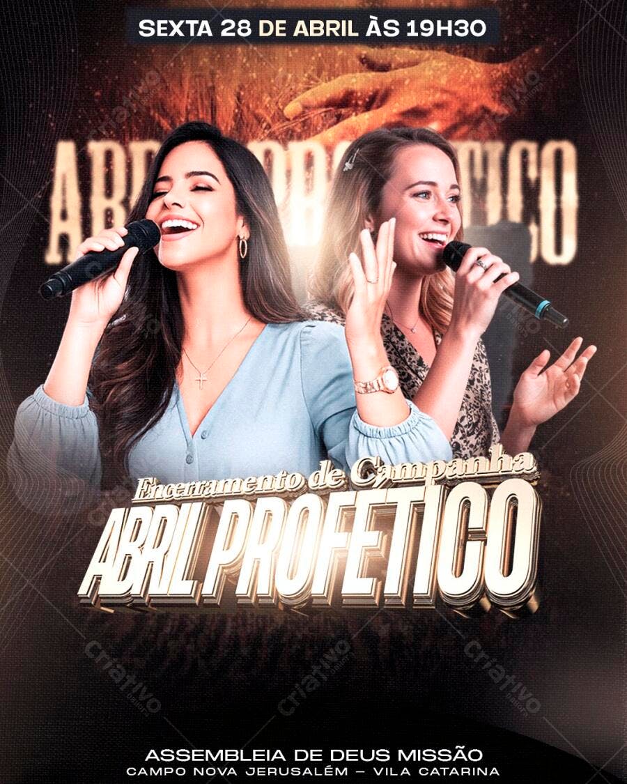 Flyer Abril Profético Encerramento Campanha Igreja PSD Editável