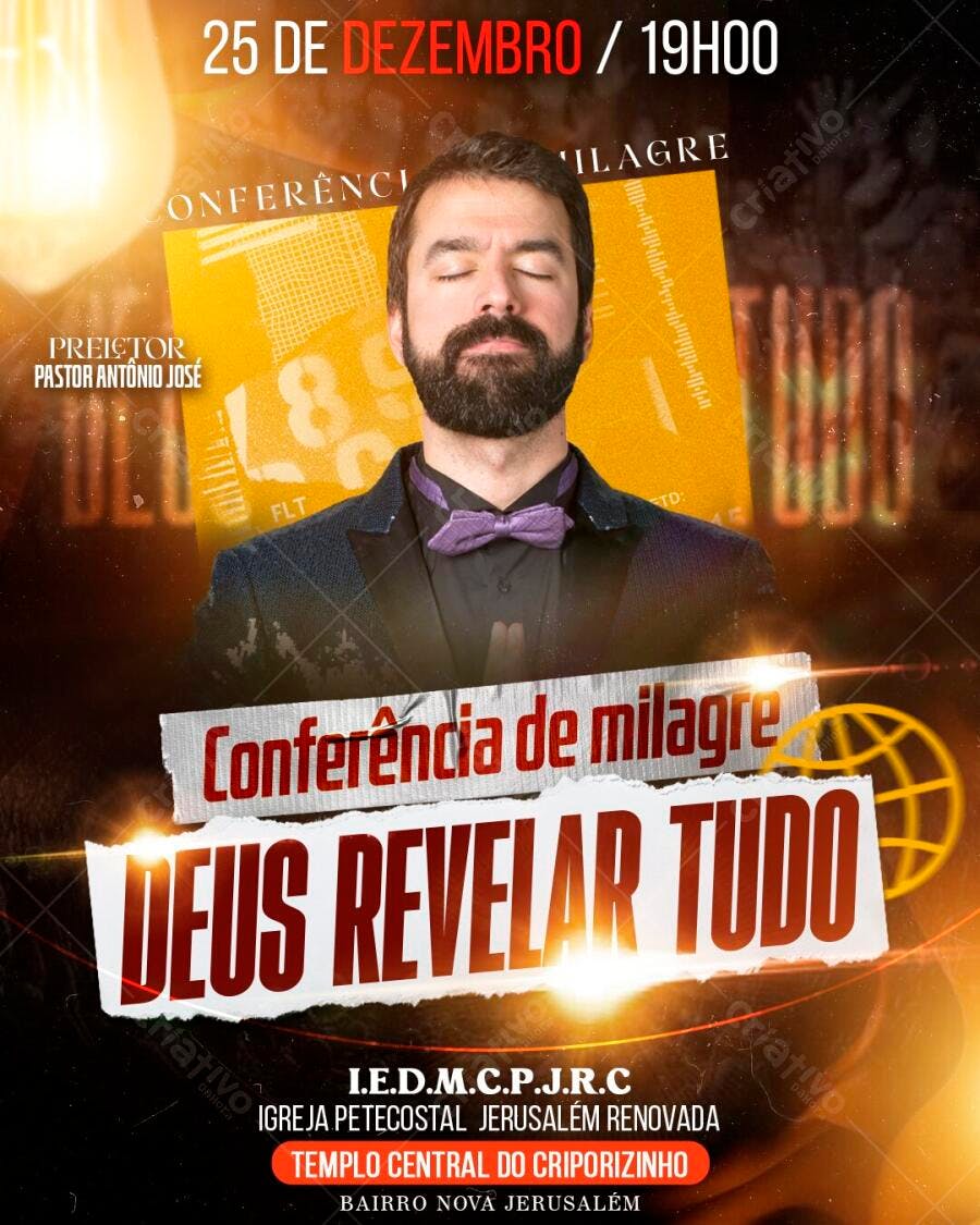 Flyer Conferência de Milagre Igreja Evangélica PSD Editável