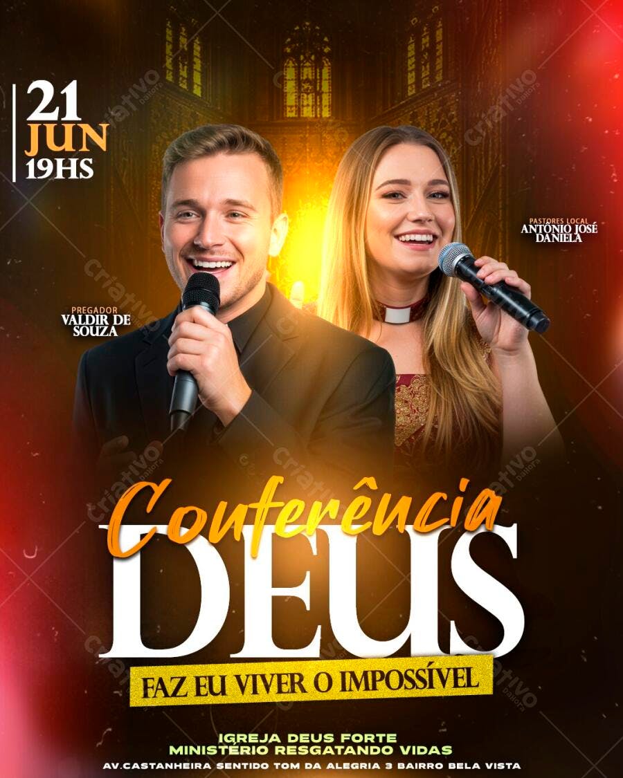 Flyer Conferência Deus Igreja Evangélica PSD Editável