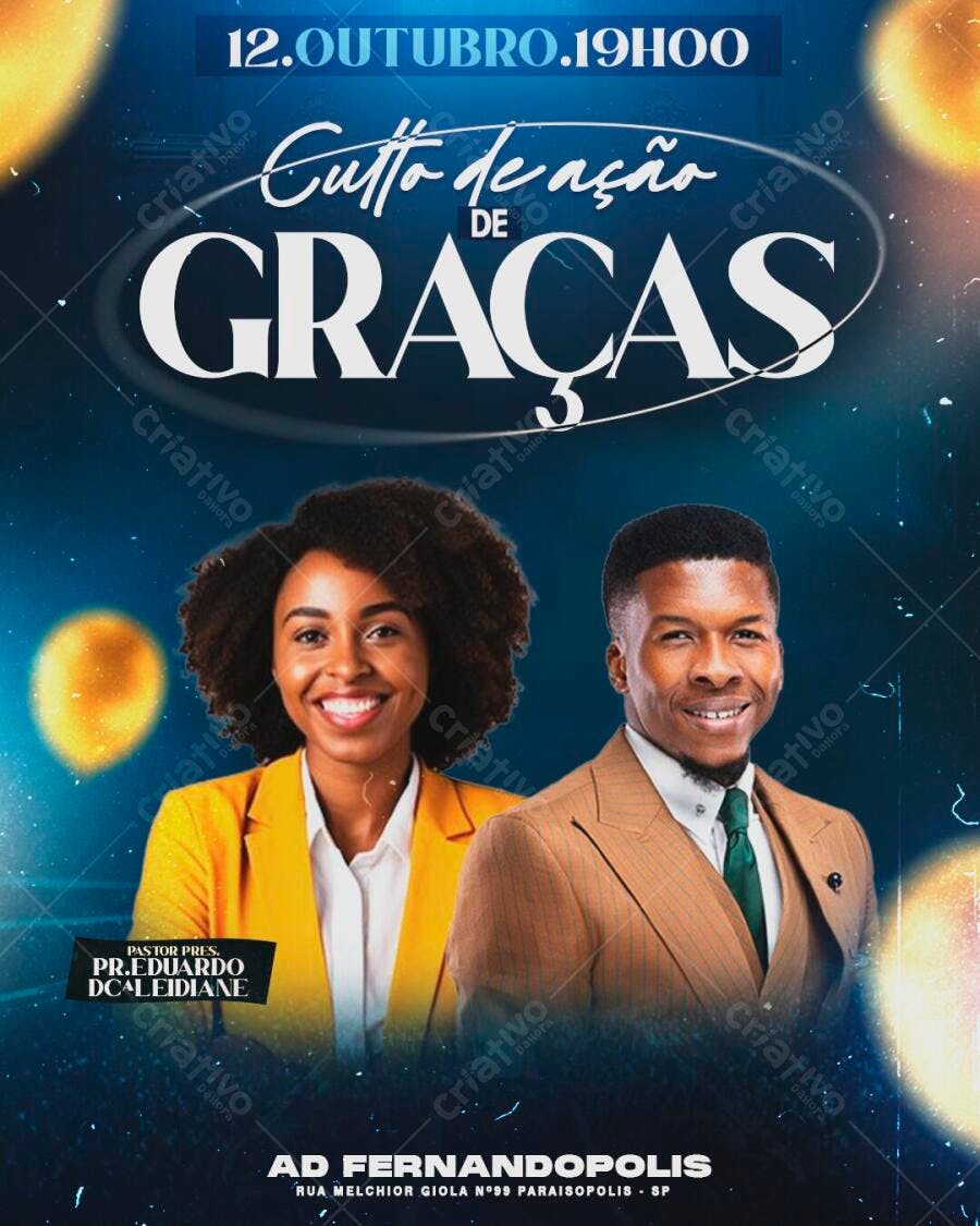 Flyer Culto de Ação de Graças Outubro PSD Editável