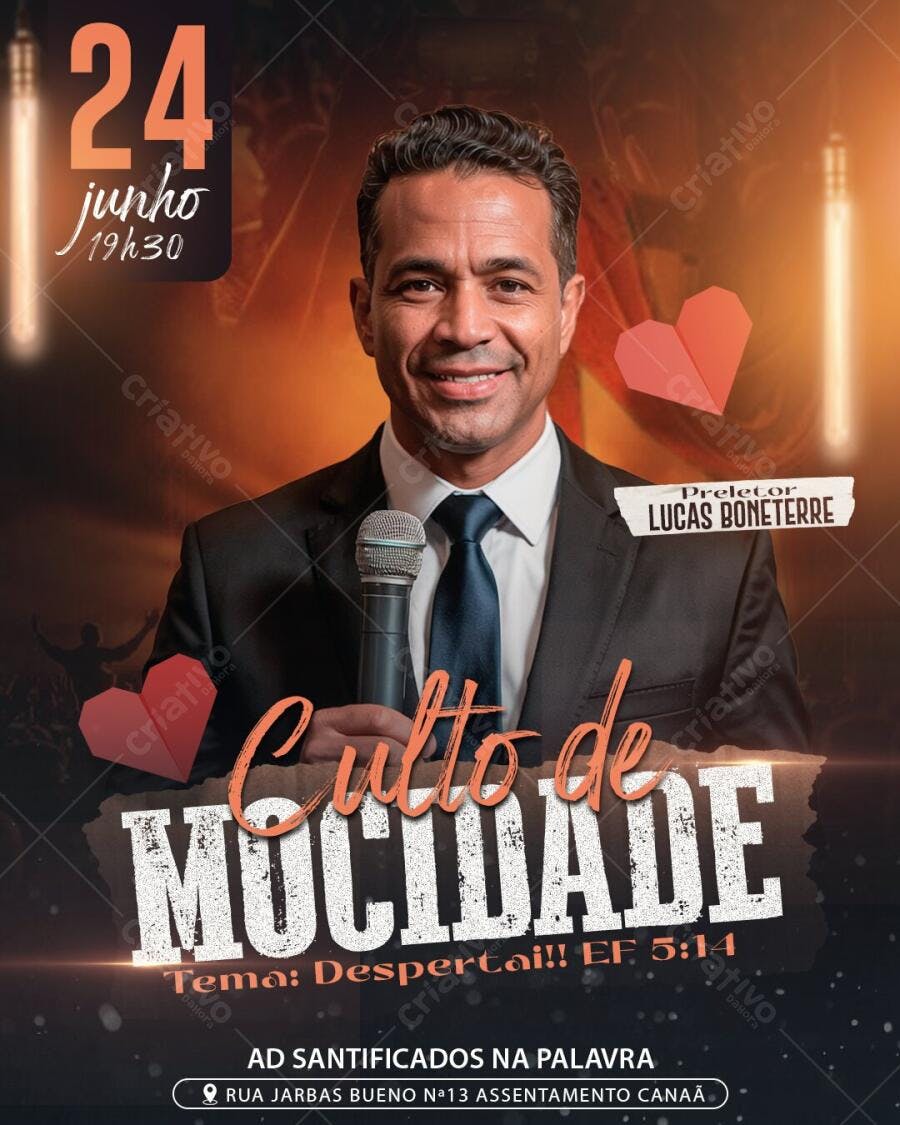 Flyer Culto de Mocidade Igreja Evangélica PSD Editável