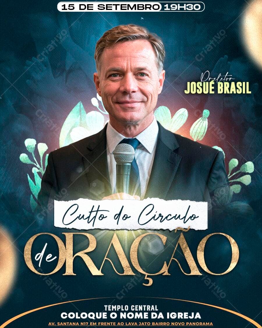 Flyer Culto de Oração Igreja Setembro PSD Editável