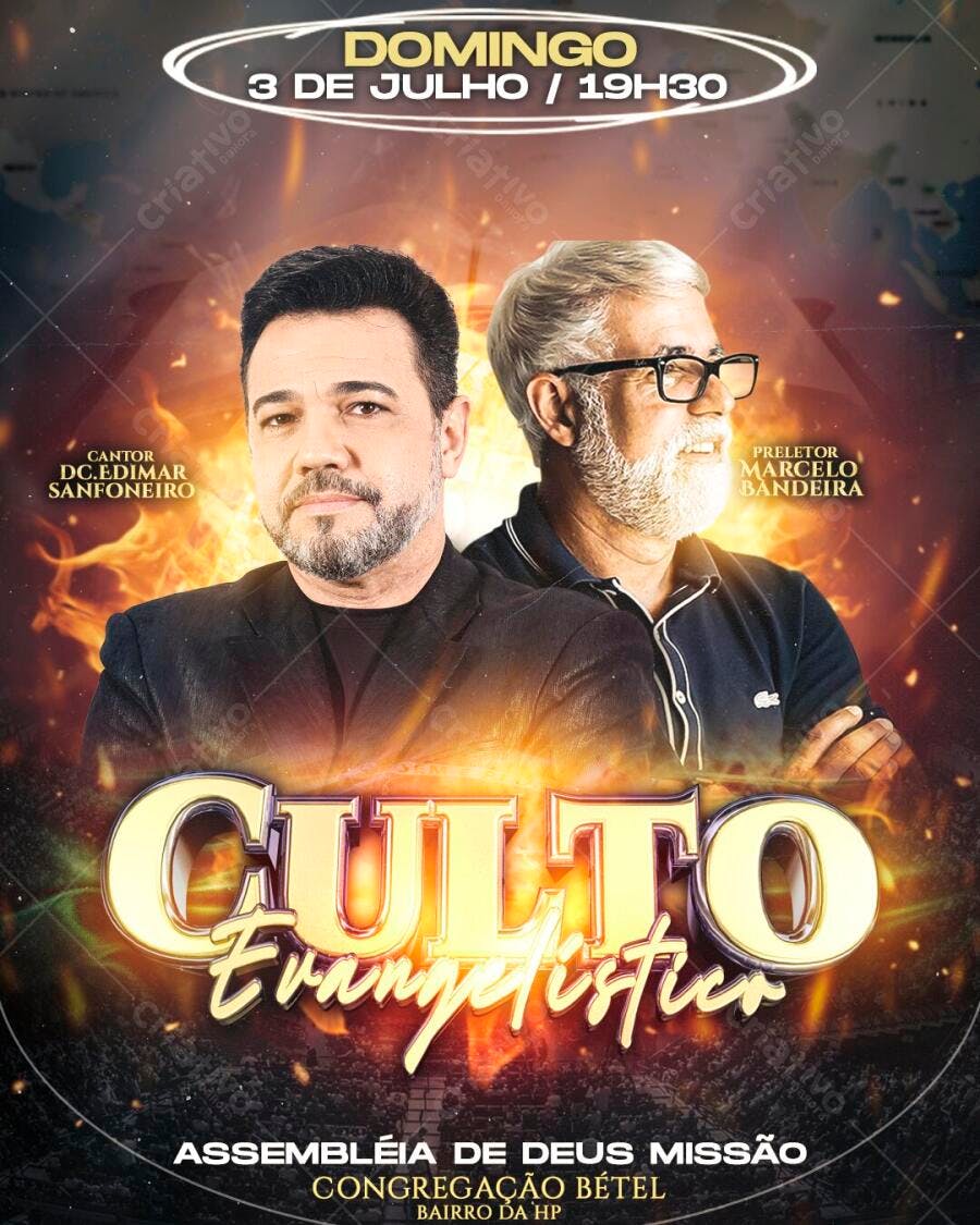 Flyer Culto Evangélico Igreja Cristã PSD Editável