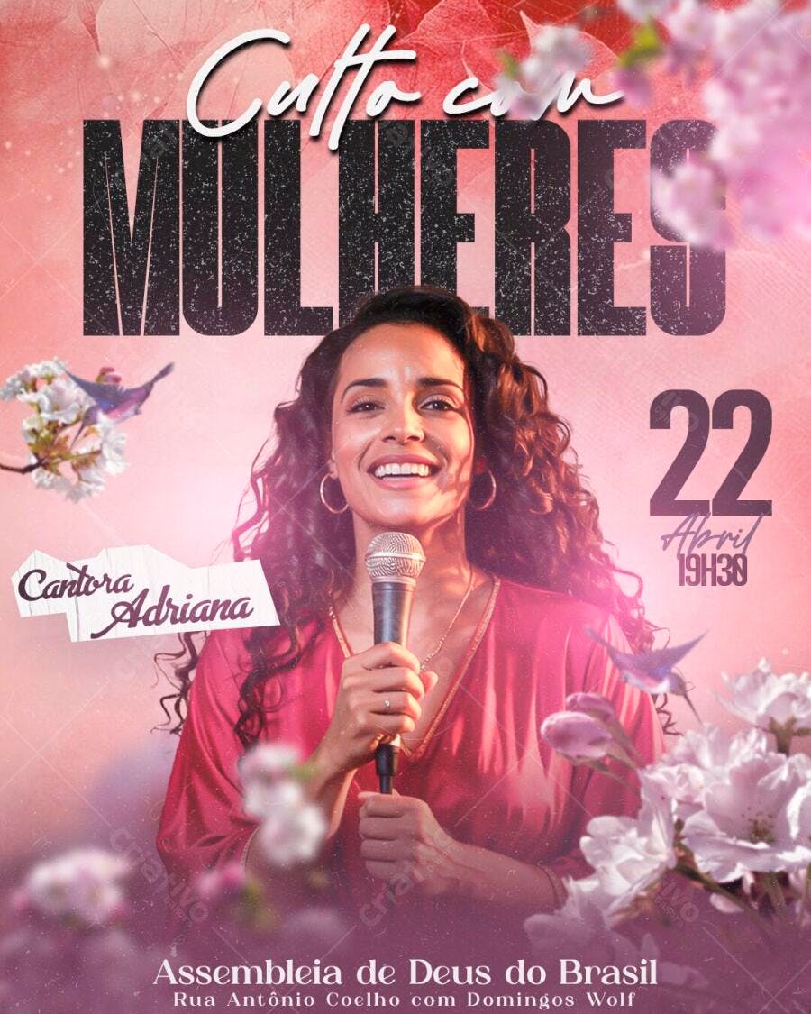 Flyer Culto Mulheres Igreja Evangélica PSD Editável