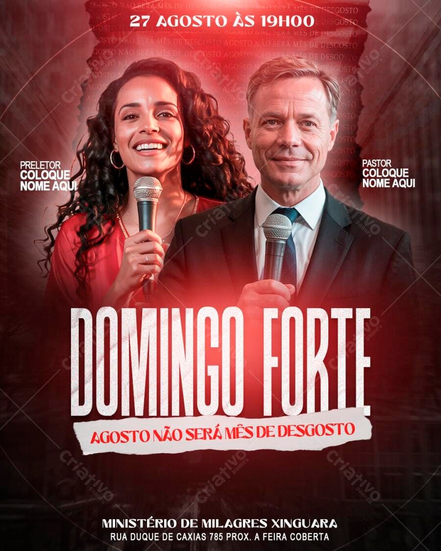 Flyer Domingo Forte Evento Religioso PSD Editável