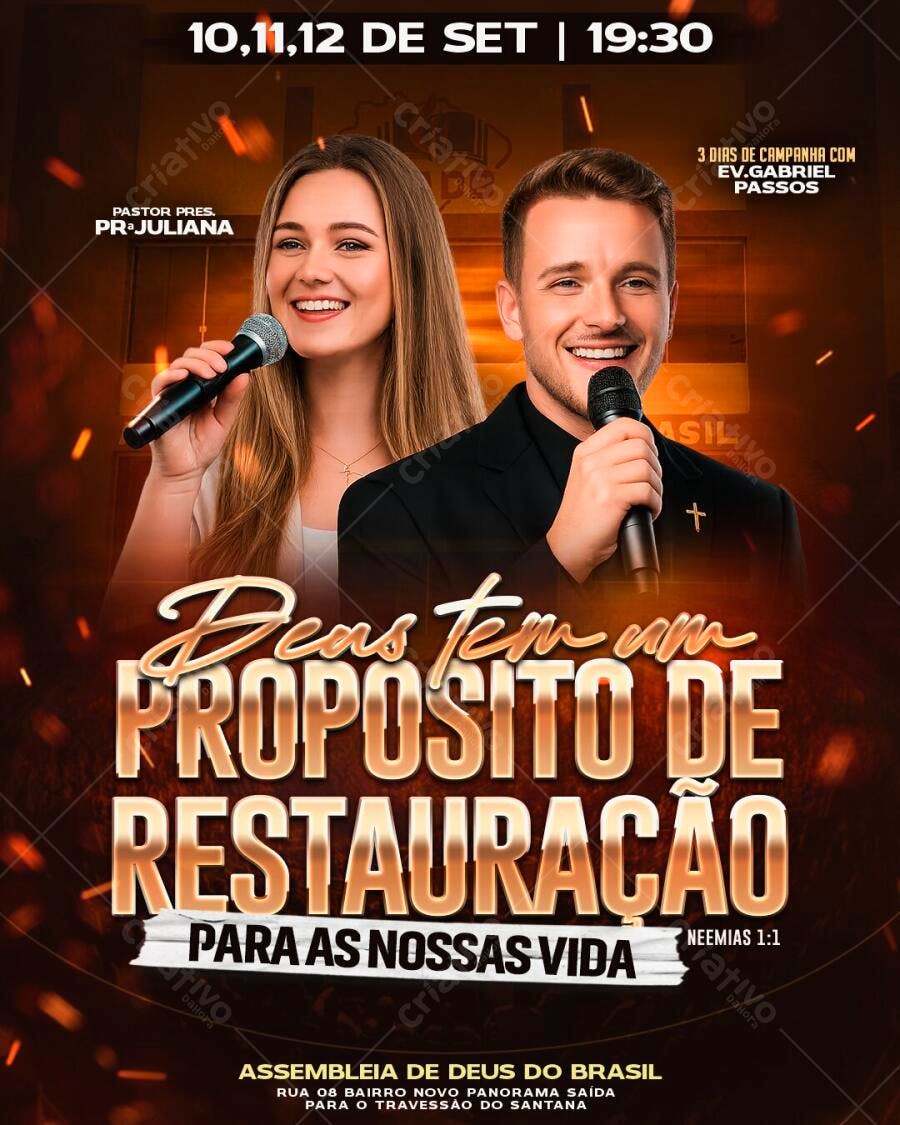 Flyer Evento Igreja Evangélica Restauração PSD Editável