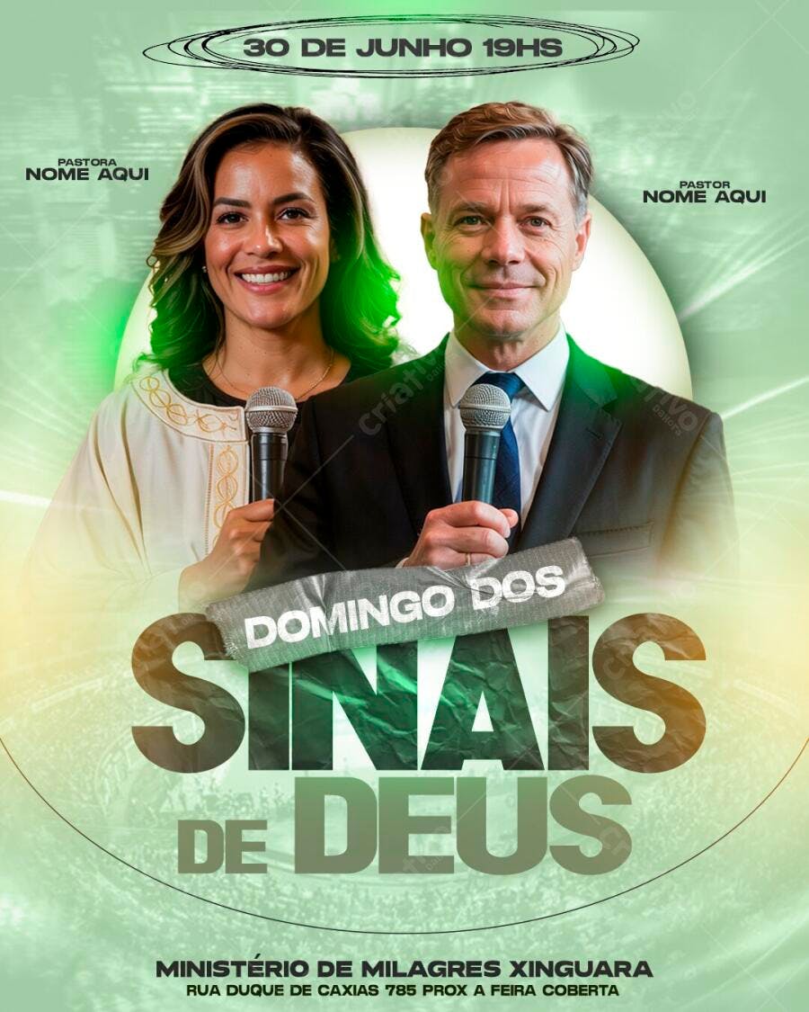 Flyer Evento Religioso Igreja Domingo Sinais de Deus PSD Editável