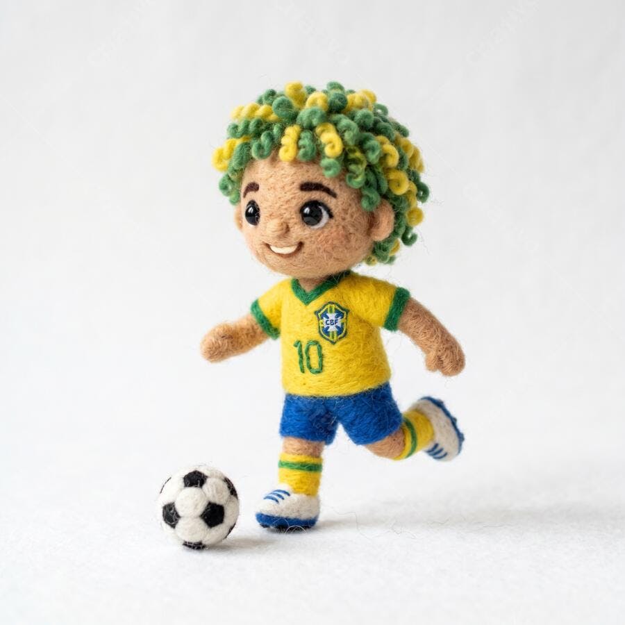 Foto Boneco Feltro Jogador Futebol Brasil Camisa 10