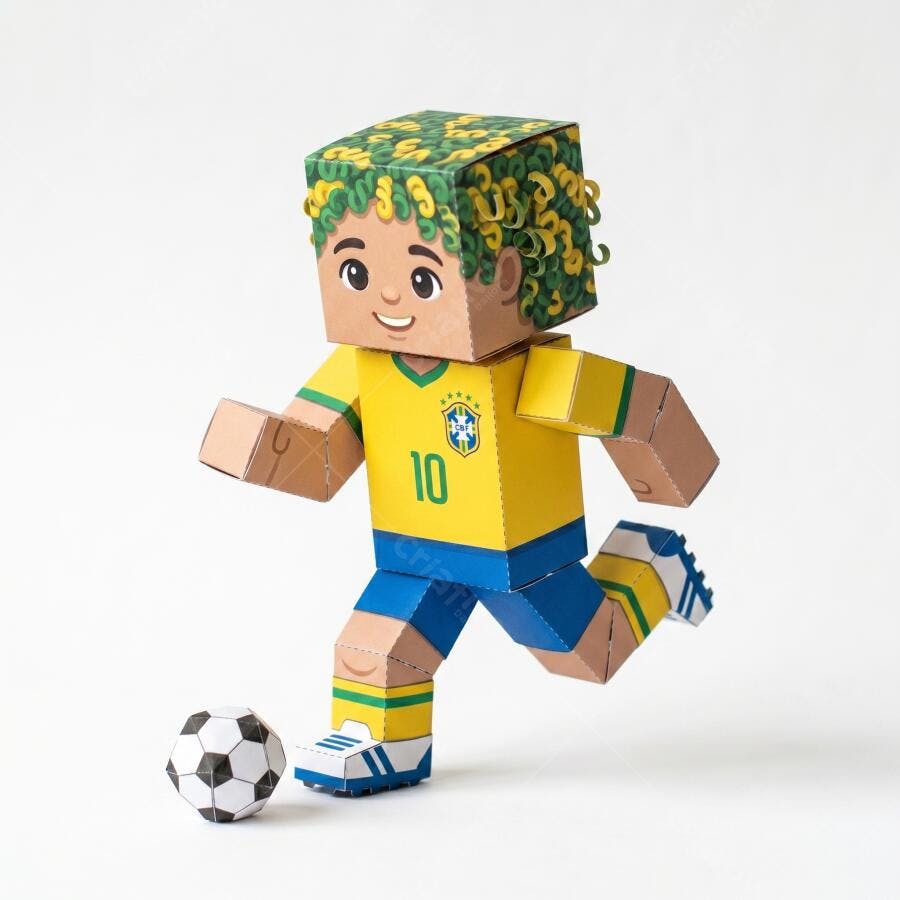 Foto Boneco Jogador Futebol Brasil Camisa 10 Chutando Bola