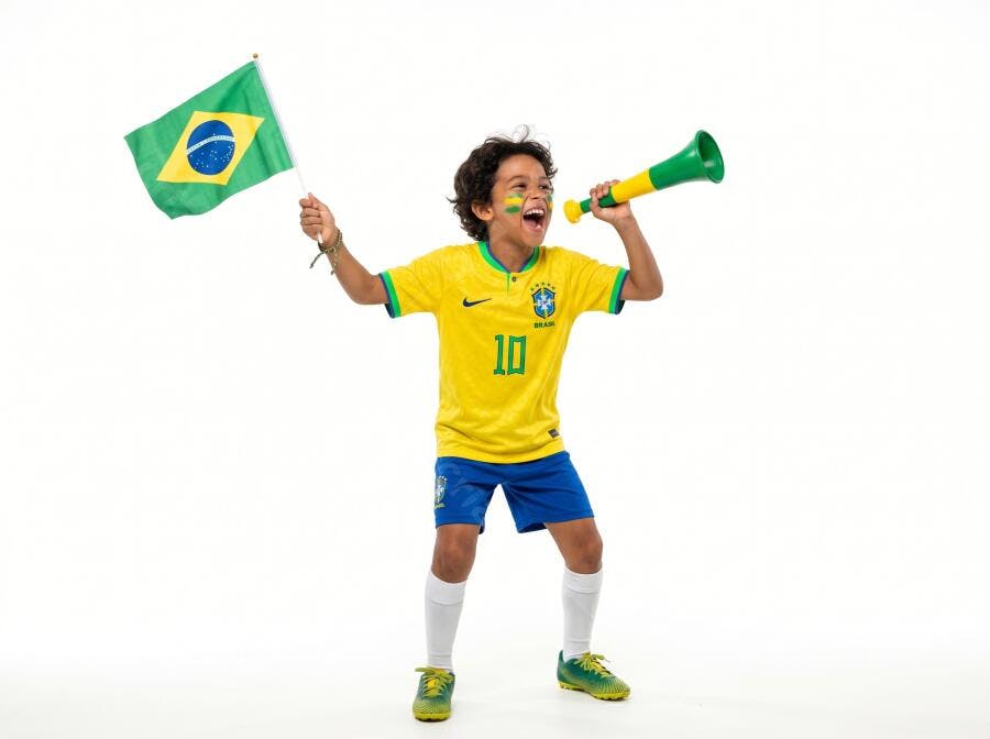 Foto Menino Torcedor Brasil Celebrando Copa do Mundo