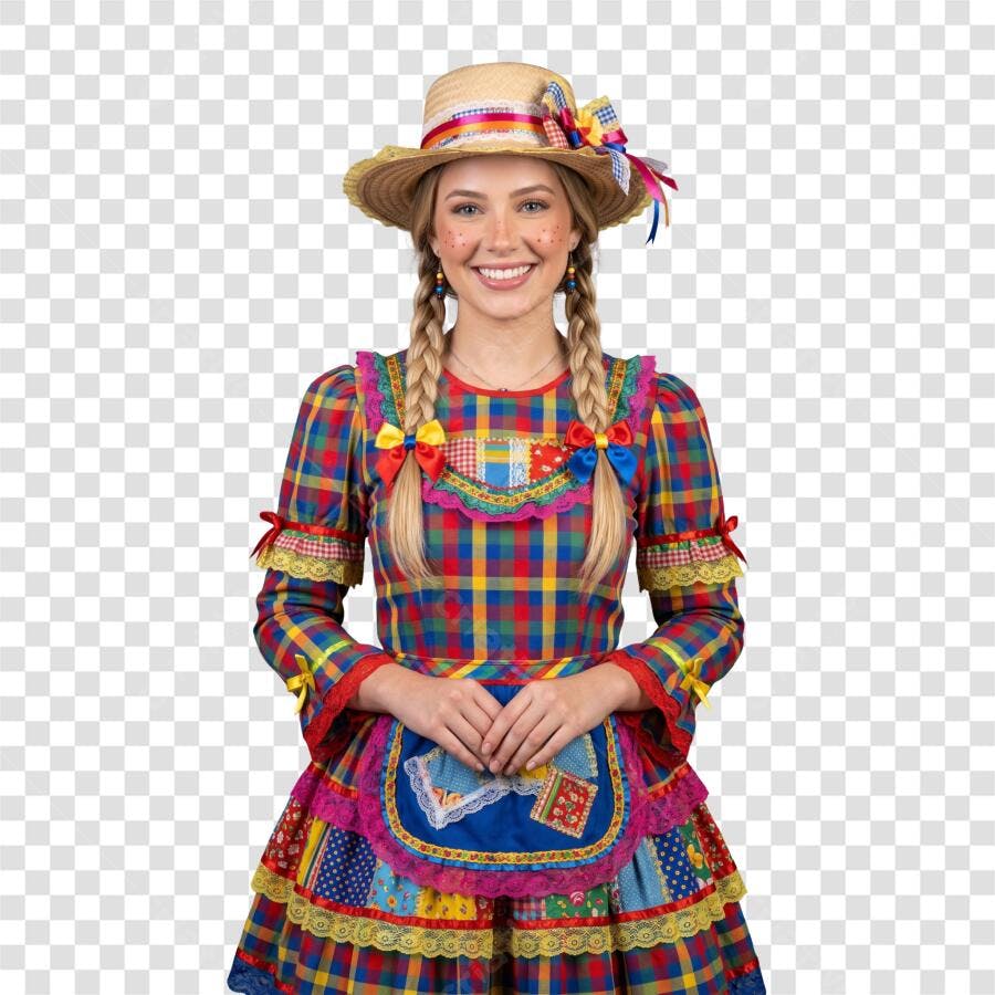 Foto Recortada Moça Caipira Festa Junina Junho PNG Fundo Transparente