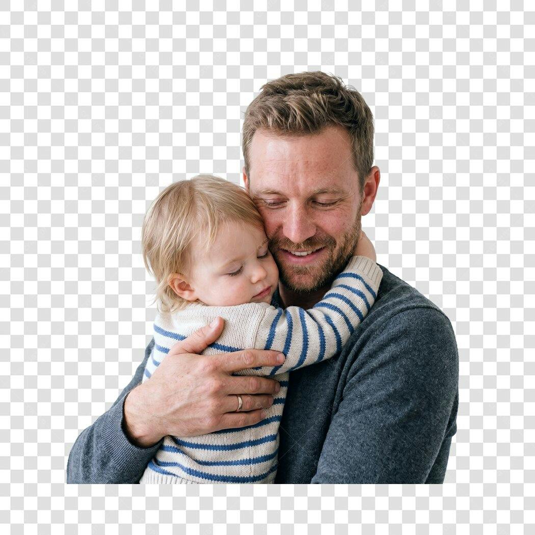 Foto Recortada Pai e Filho Abraçados Dia dos Pais Agosto PNG Fundo Transparente