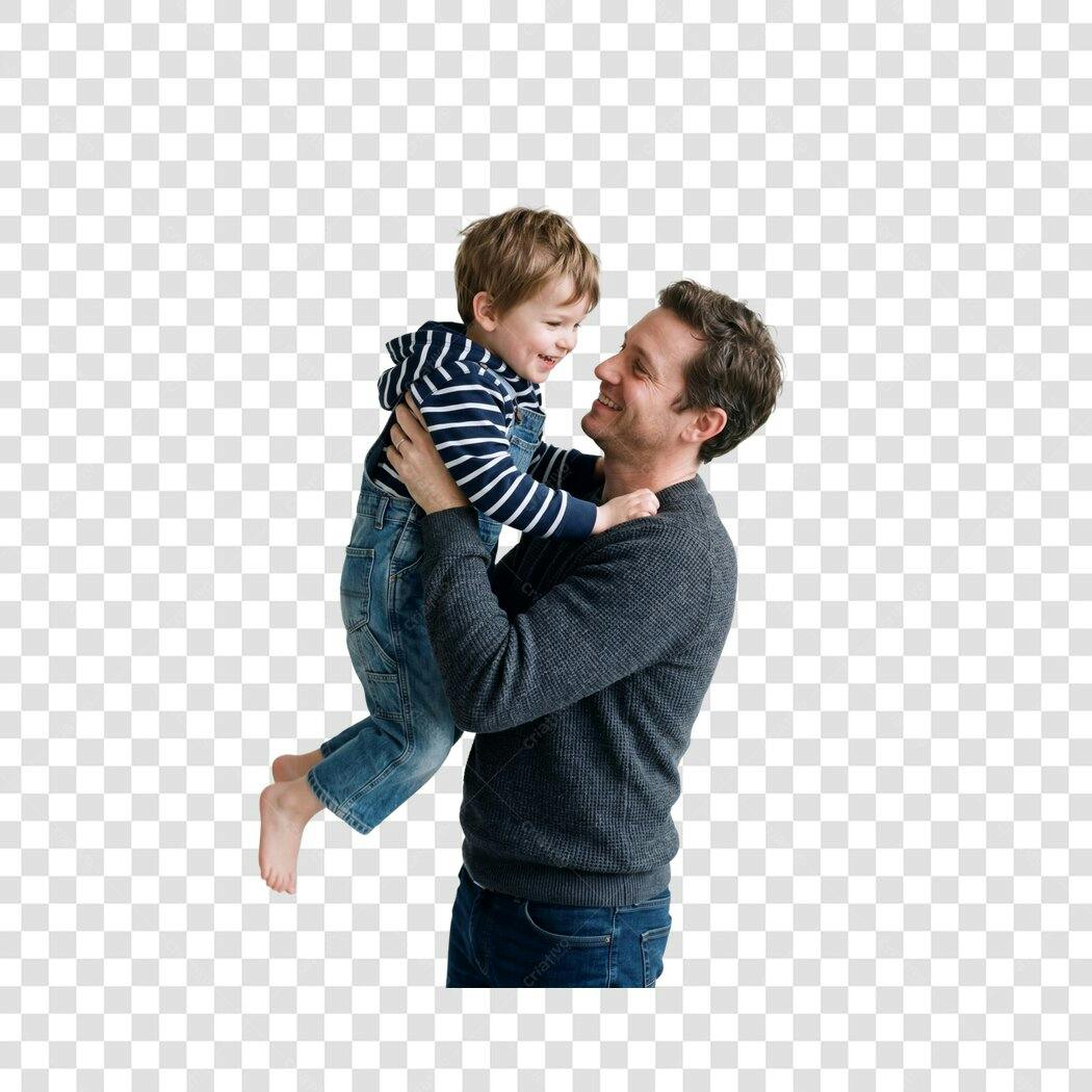 Foto Recortada Pai e Filho Brincando Dia dos Pais PNG Fundo Transparente