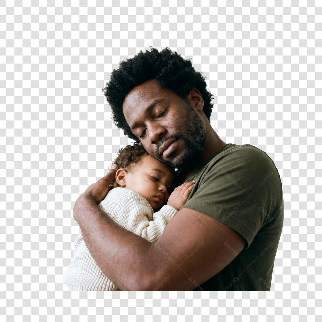 Foto Recortada Pai e Filho Dormindo Dia dos Pais Agosto PNG Fundo Transparente
