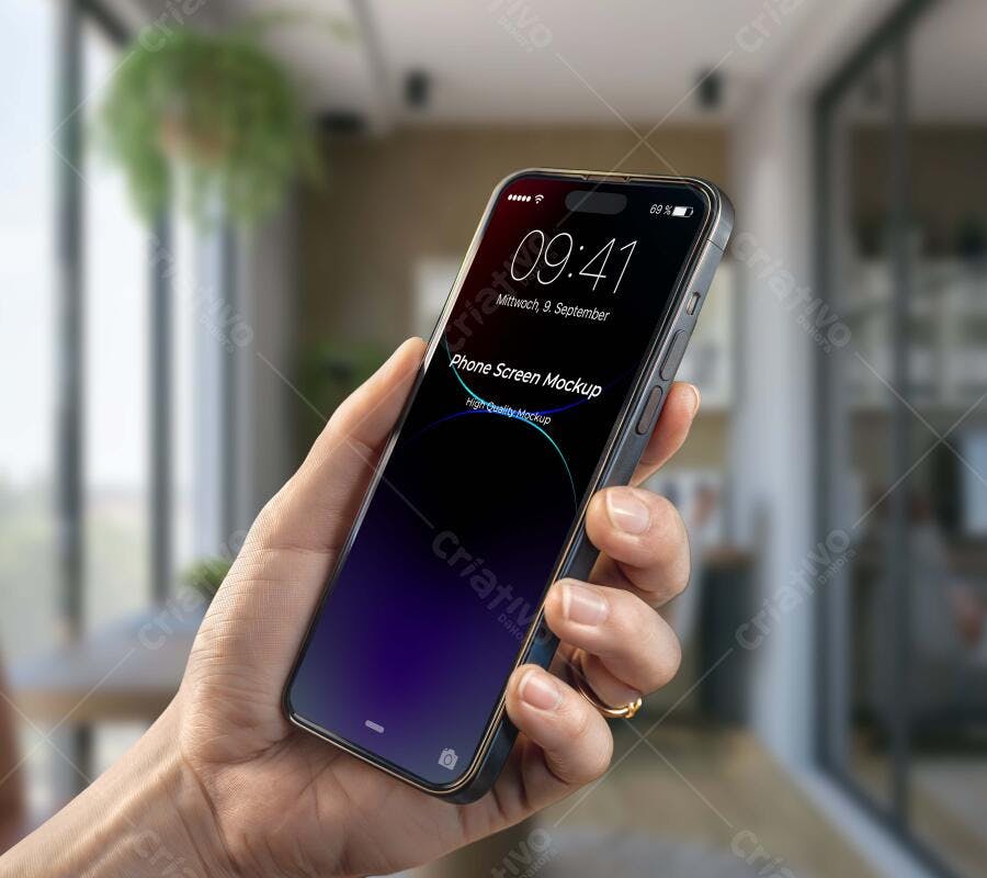Mockup Celular Mãos Segurando Tela Smartphone Editável
