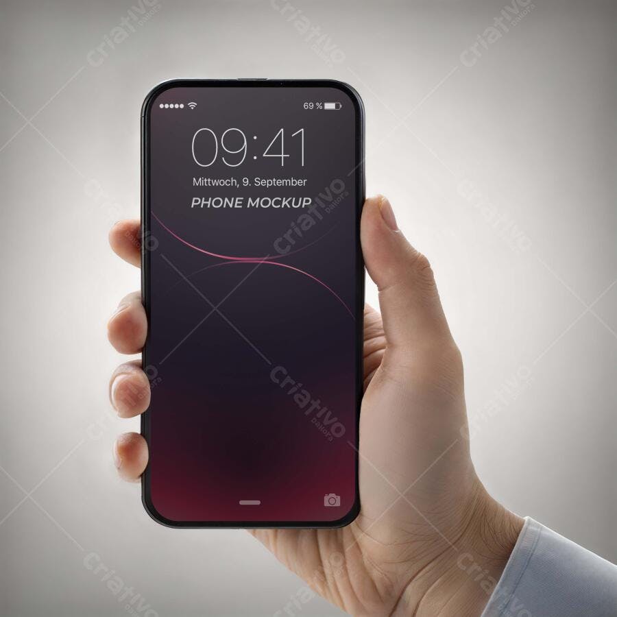 Mockup Celular Mãos Segurando Tela Vertical Editável