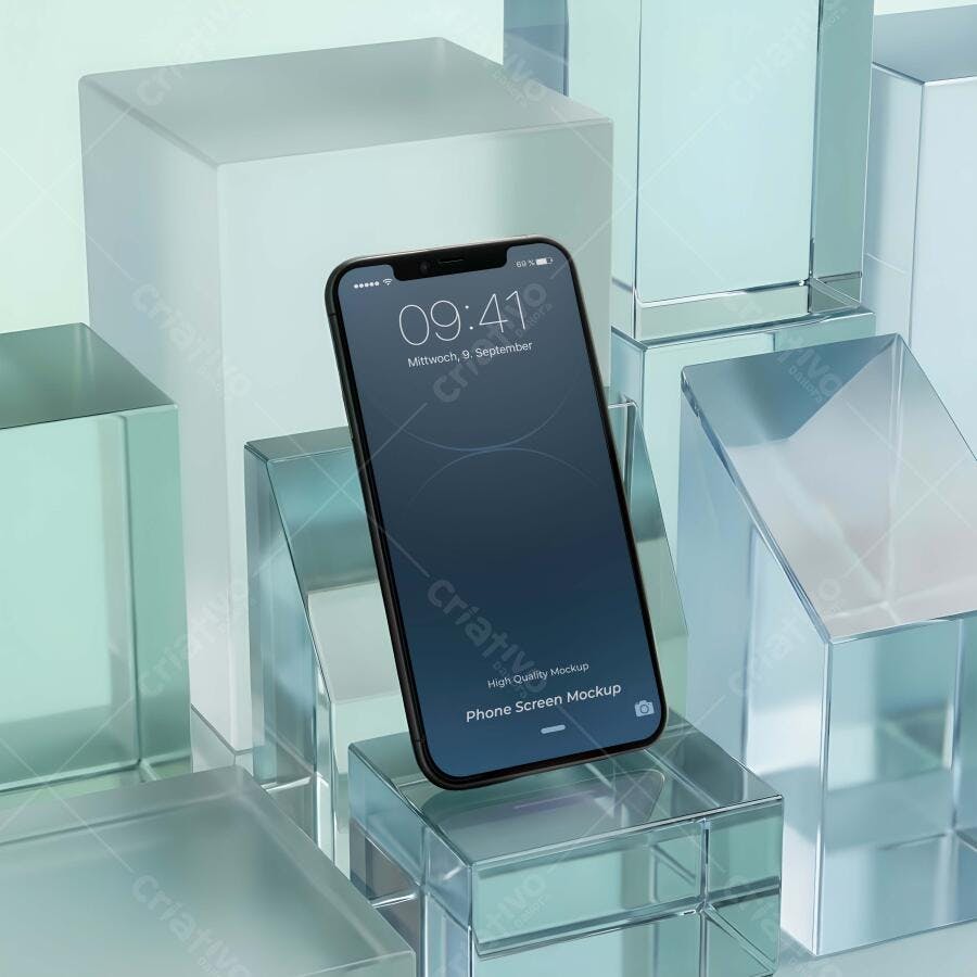 Mockup Celular Smartphone Tela Acrílico Transparente Editável