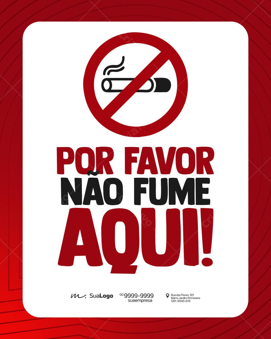 Placa Não Fume Aqui Sinalização PSD Editável