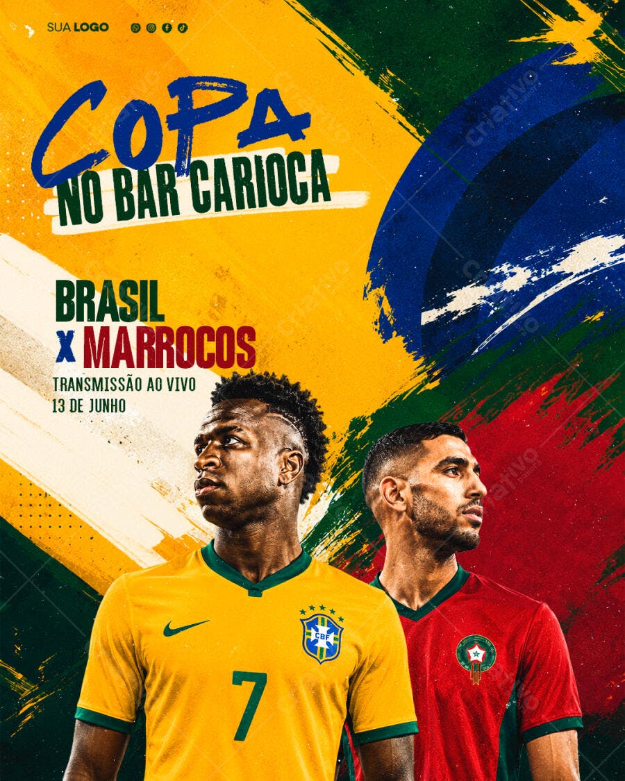 Post Copa do Mundo Bar Esportivo Transmissão PSD Editável