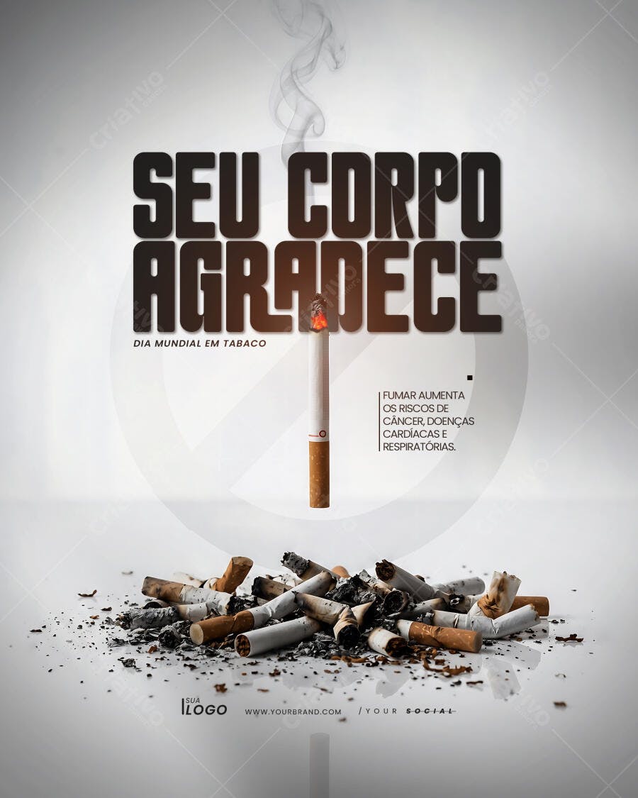 Post Dia Mundial Sem Tabaco Saúde PSD Editável