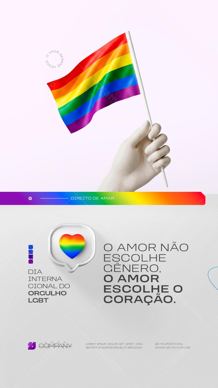 Post Instagram Dia do Orgulho LGBT Bandeira PSD Editável