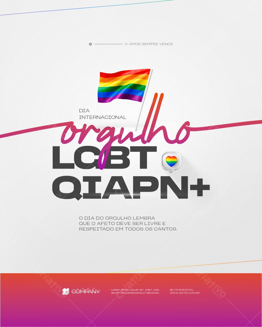 Post Instagram Dia do Orgulho LGBTQIAPN+ PSD Editável