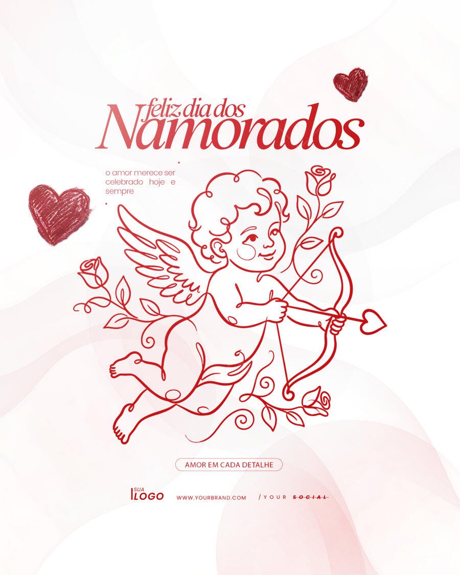 Post Instagram Dia dos Namorados Cupido PSD Editável