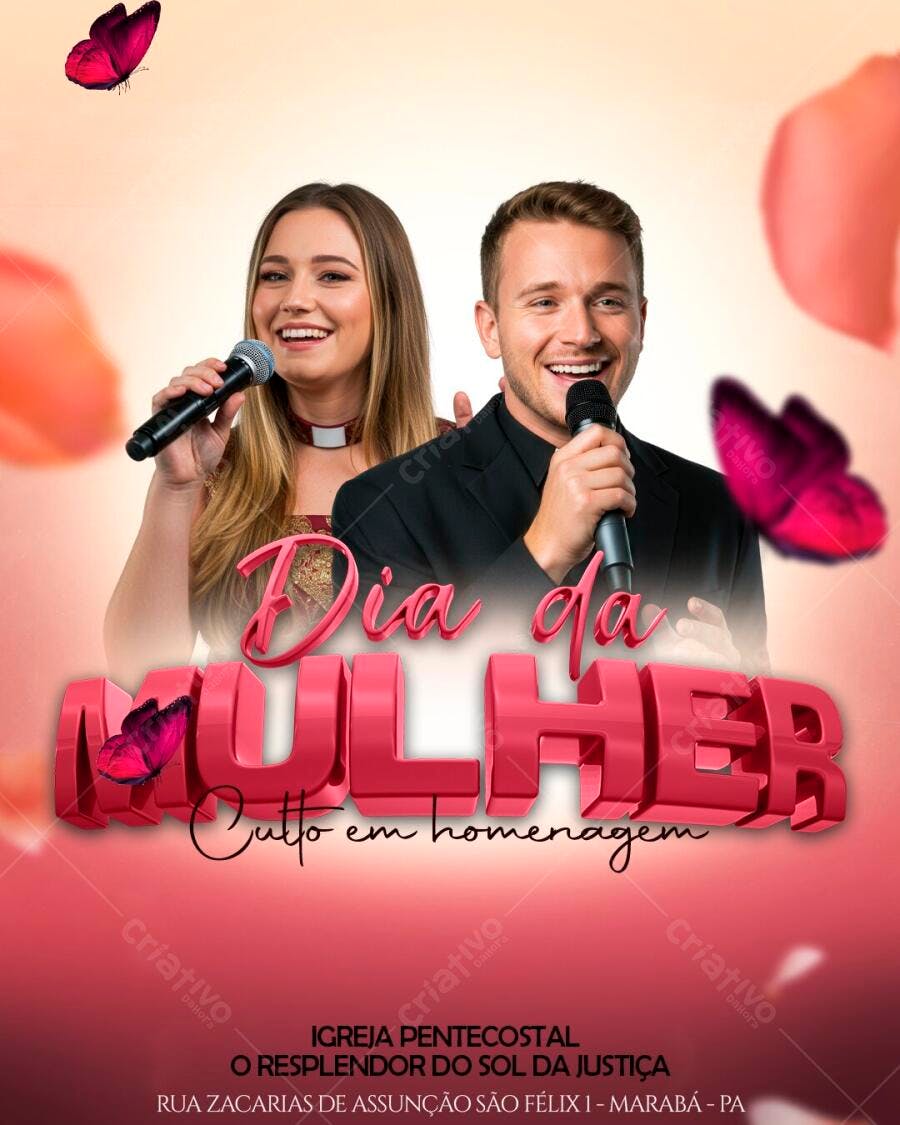 Post Instagram Dia Internacional da Mulher Igreja PSD Editável