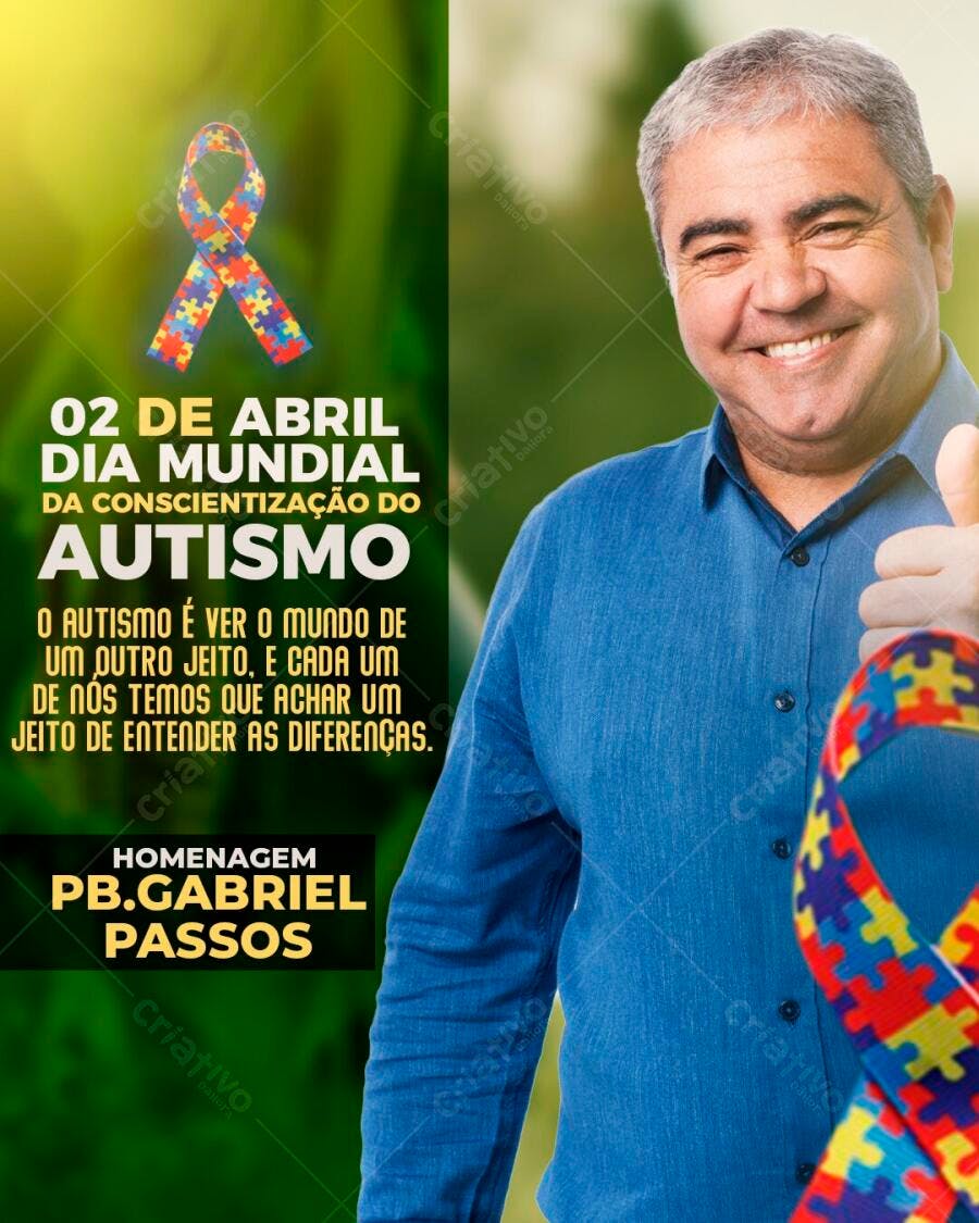 Post Instagram Dia Mundial Conscientização Autismo PSD Editável
