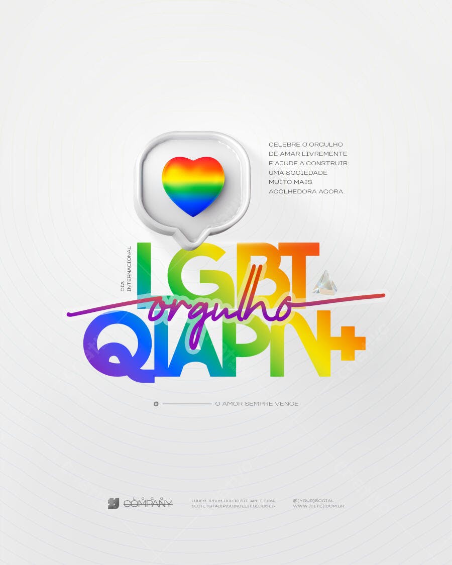 Post Instagram Mês do Orgulho LGBTQIA+ PSD Editável