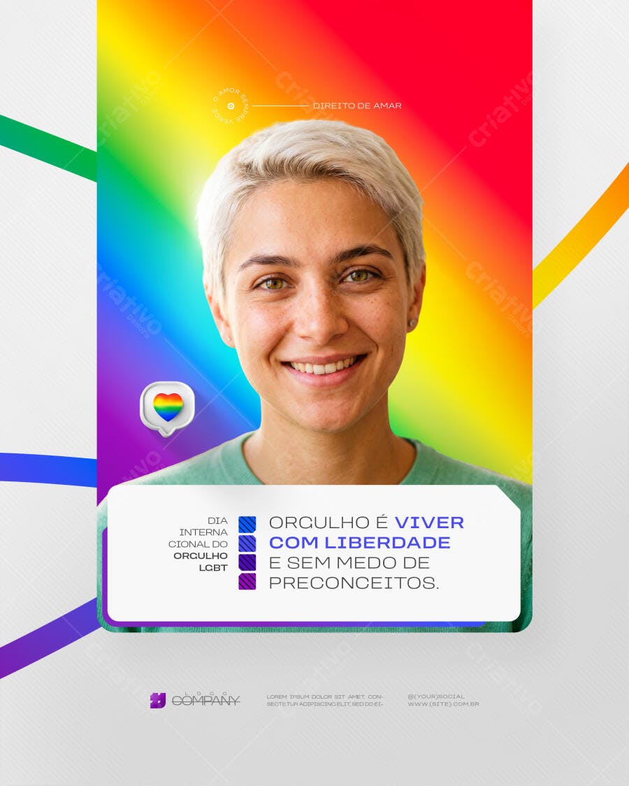 Post Instagram Orgulho LGBTQIA+ PSD Editável