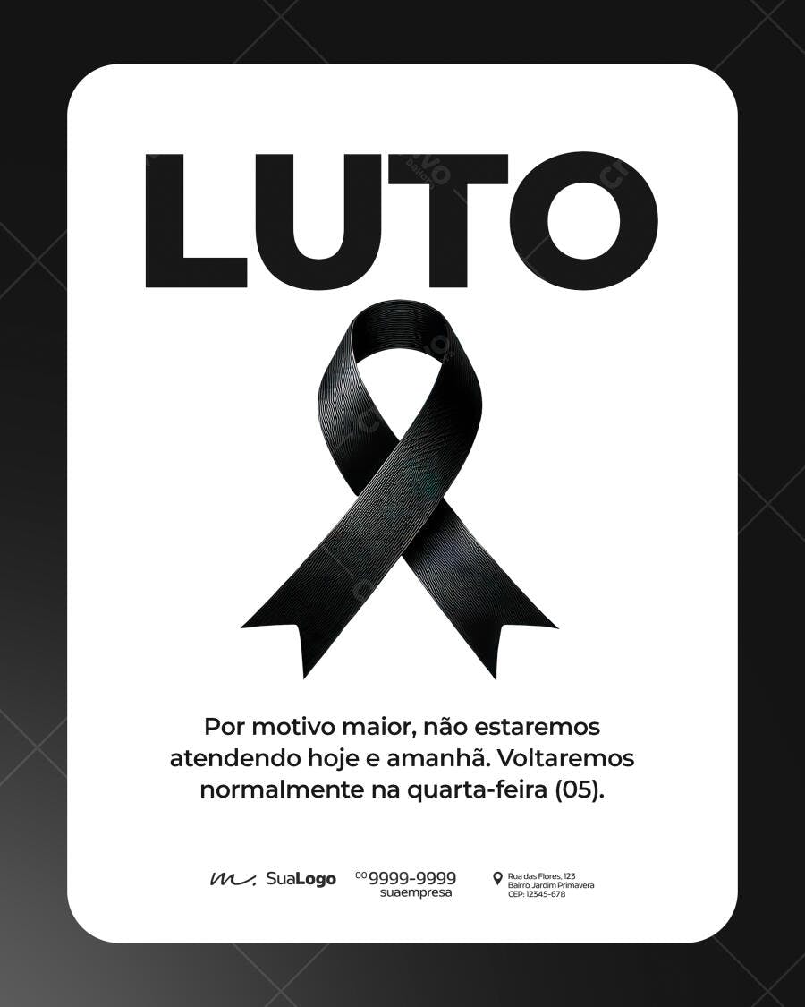 Post Luto Faixa Preta Comunicado Empresa PSD Editável