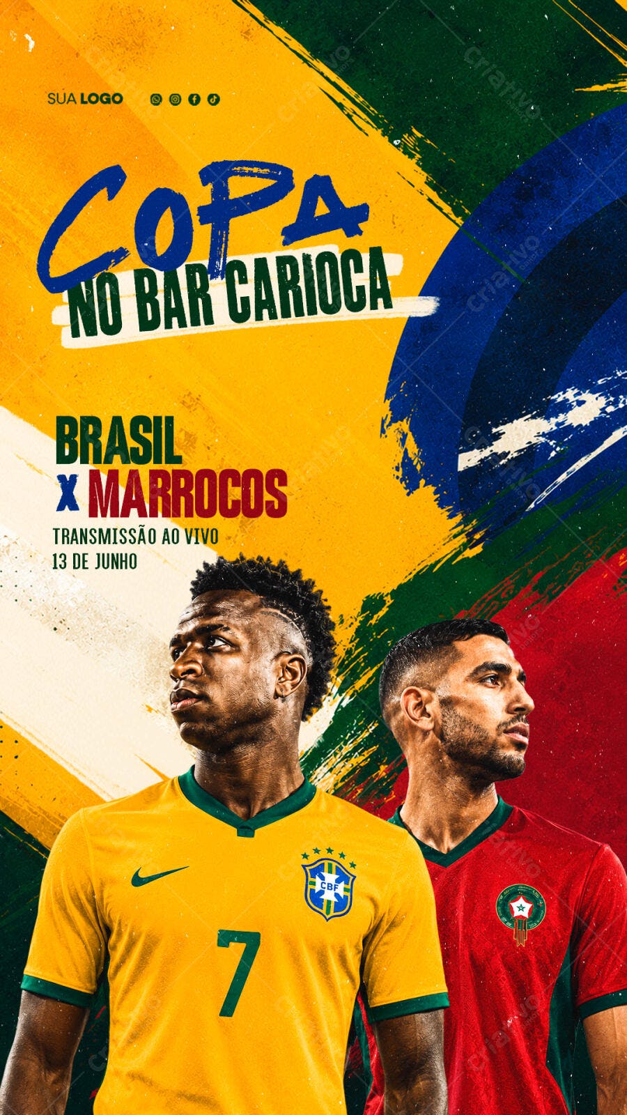 Story Copa do Mundo Bar Carioca Futebol PSD Editável