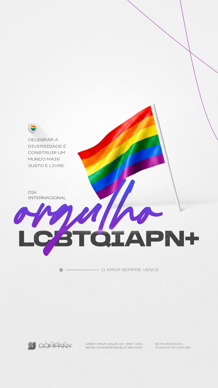Story Dia do Orgulho LGBTQIAPN+ Bandeira Arco-Íris PSD Editável