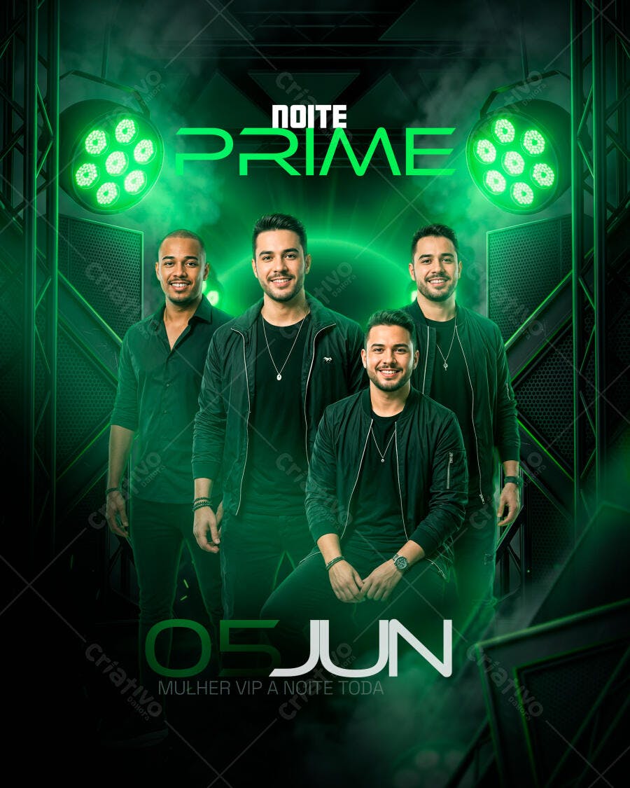 Flyer Festa Noite Prime Show Junho PSD Editável