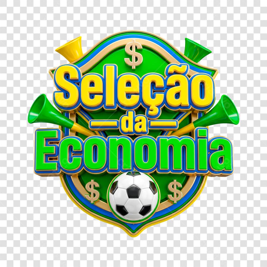 Selo 3D Seleção da Economia Copa do Mundo PNG Transparente