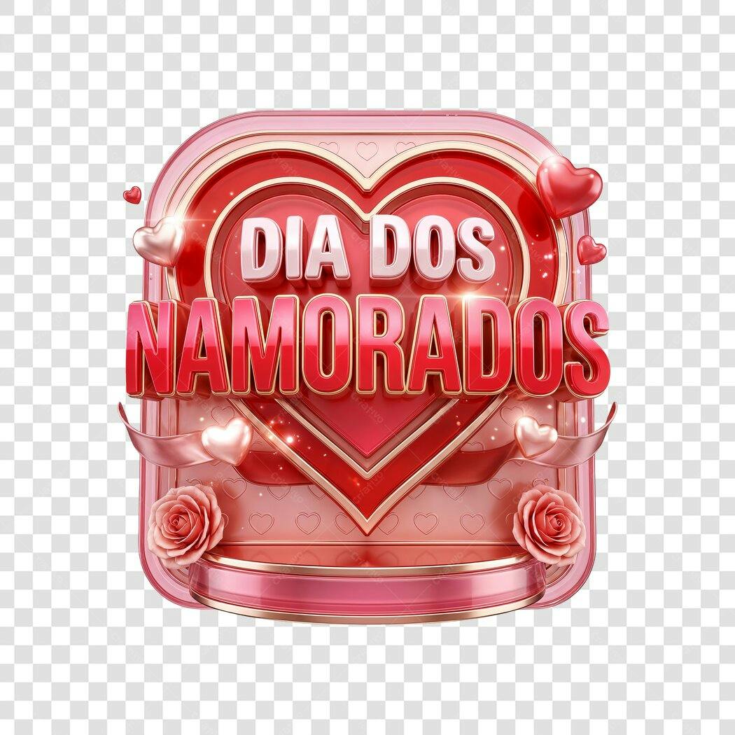 Elemento 3D Dia dos Namorados 12 Junho PNG Fundo Transparente