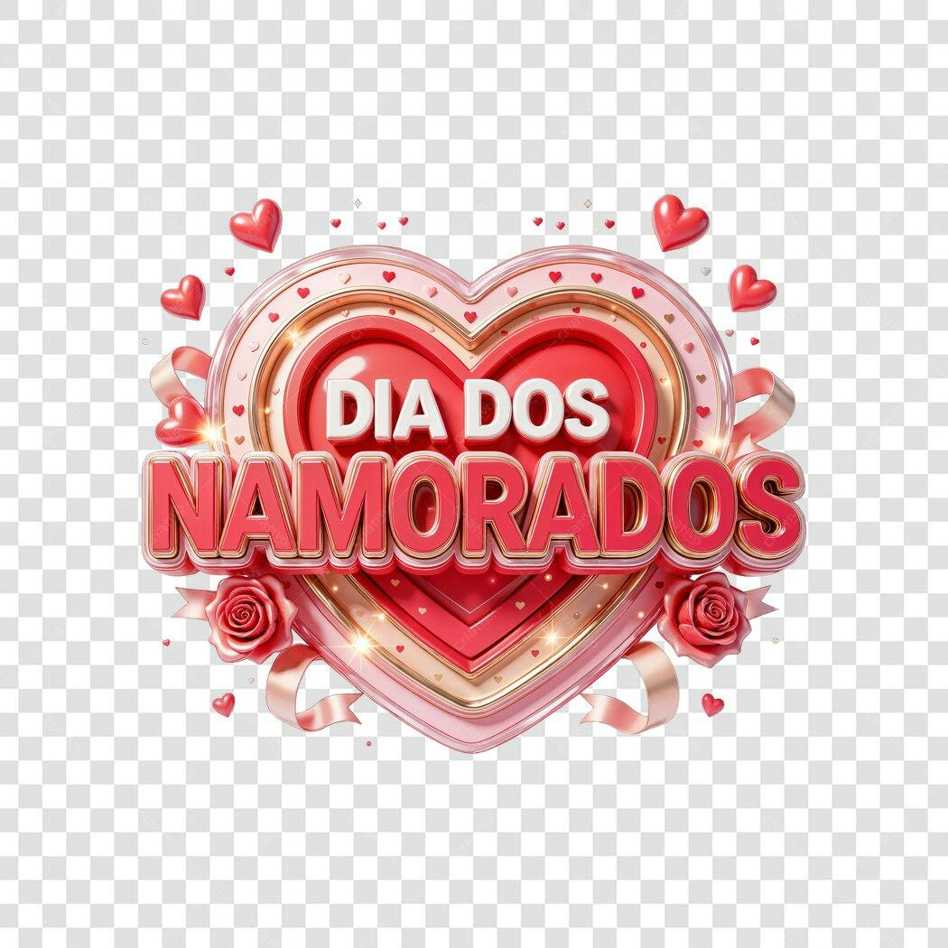 Elemento 3D Dia dos Namorados 12 Junho PNG Fundo Transparente