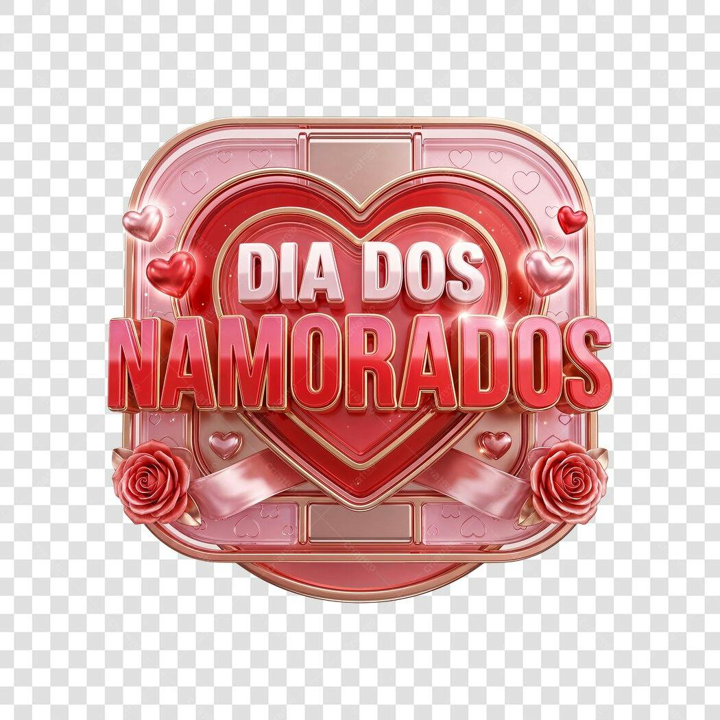 Elemento 3D Dia dos Namorados Junho PNG Fundo Transparente