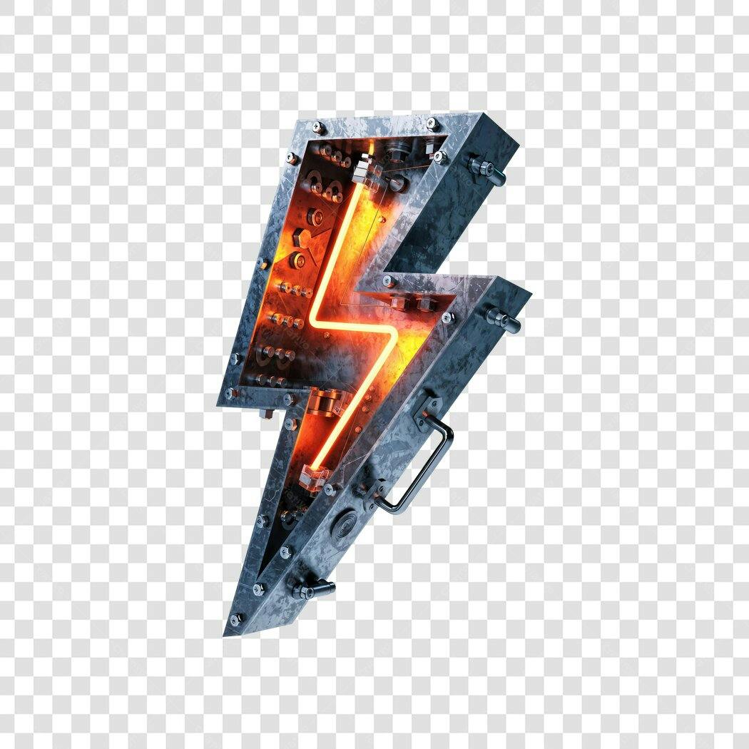 Elemento 3D Raio Neon Estilo Industrial PNG Fundo Transparente