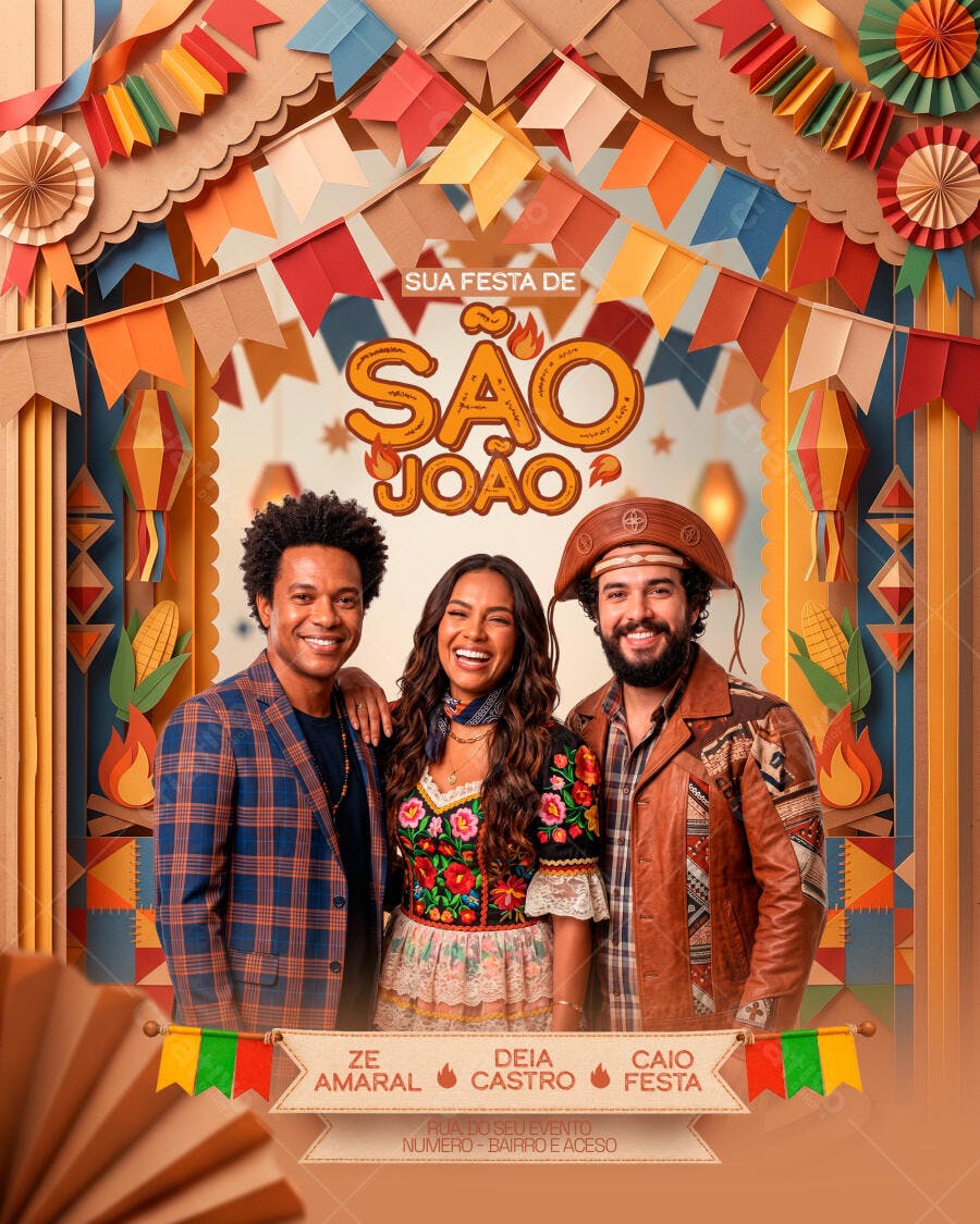 Flyer São João Festa Junina Arraial PSD Editável