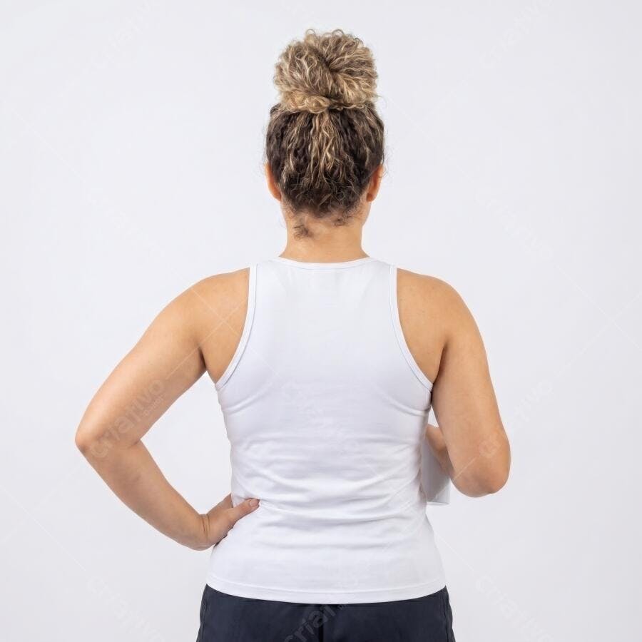 Foto Mulher de Costas Cabelo Preso Coque Fitness