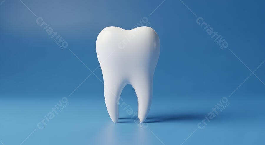 Dente Branco Saudável Fundo Azul Odontologia Clínica Dentária