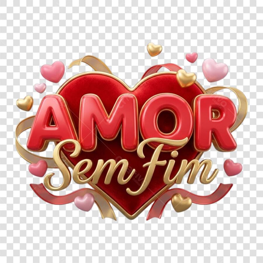 Elemento 3D Amor Sem Fim Dia dos Namorados Junho PNG Fundo Transparente