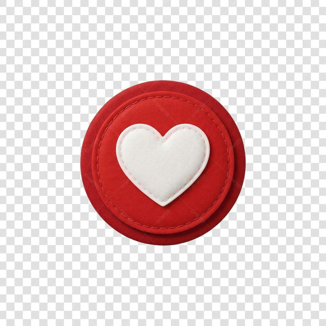 Elemento 3D Coração Vermelho Branco Dia dos Namorados Junho PNG Fundo Transparente