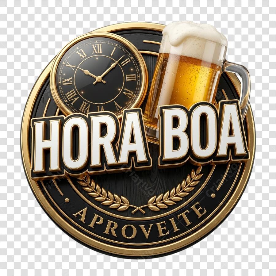 Elemento 3D Hora Boa Cerveja Relógio PNG Fundo Transparente