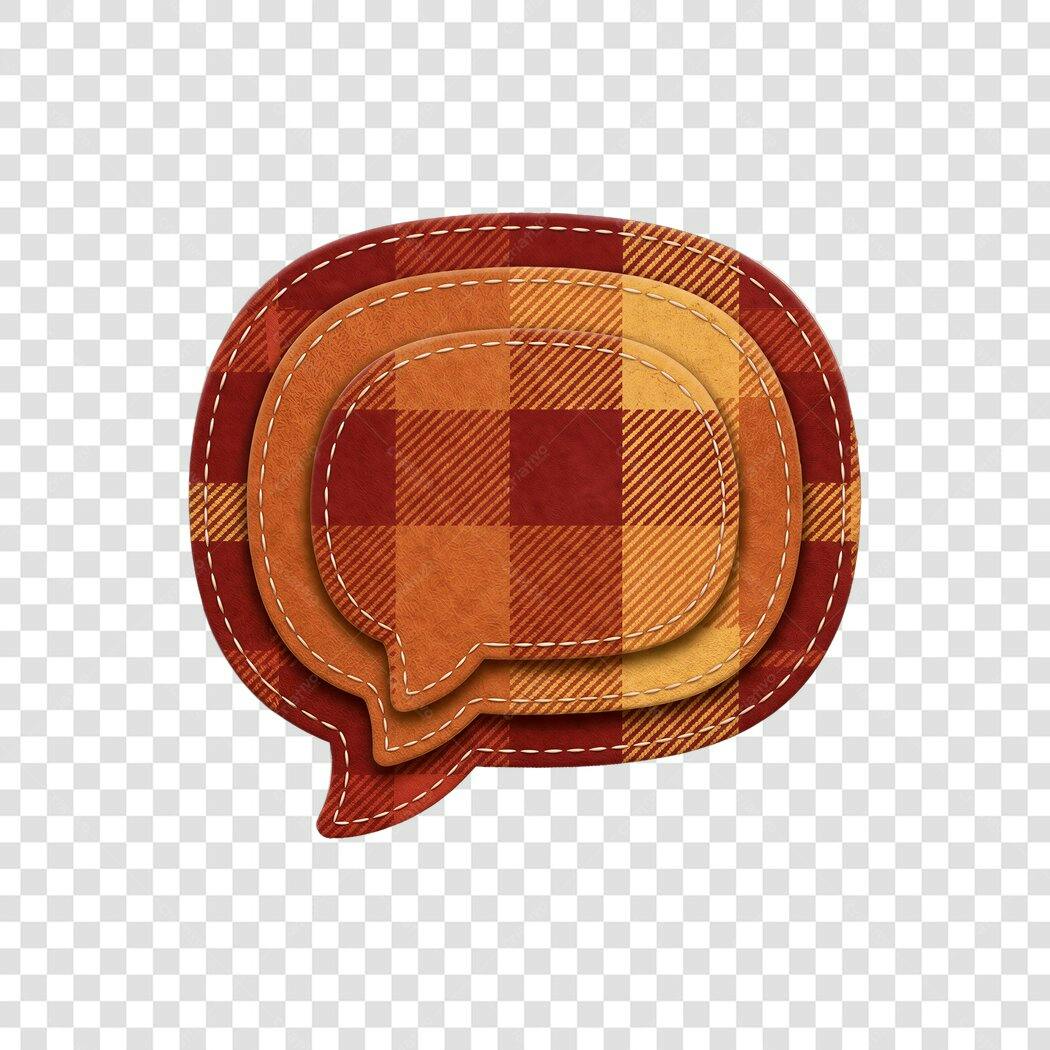 Elemento Decorativo Balão Fala Xadrez Outono PNG Fundo Transparente