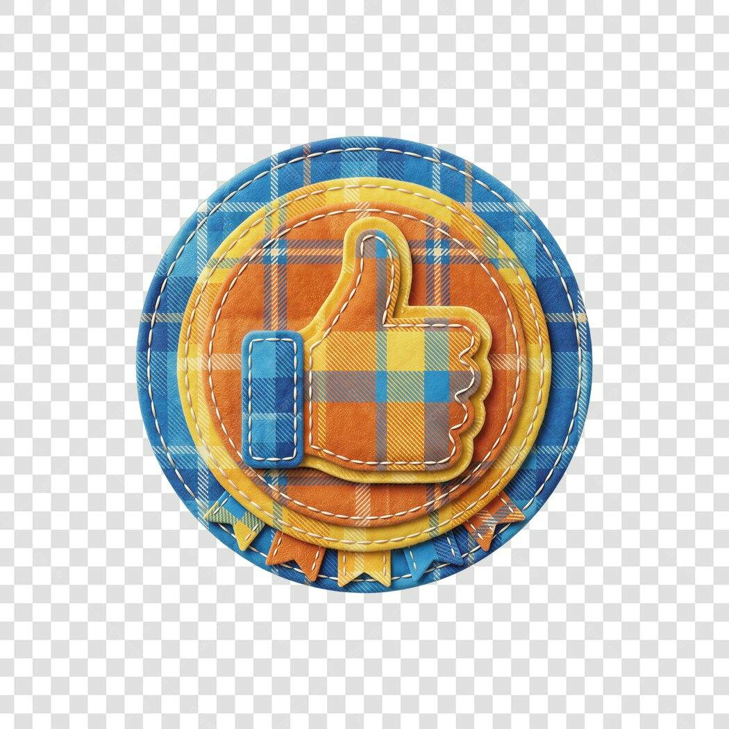 Elemento Decorativo Like Polegar para Cima Xadrez PNG Fundo Transparente