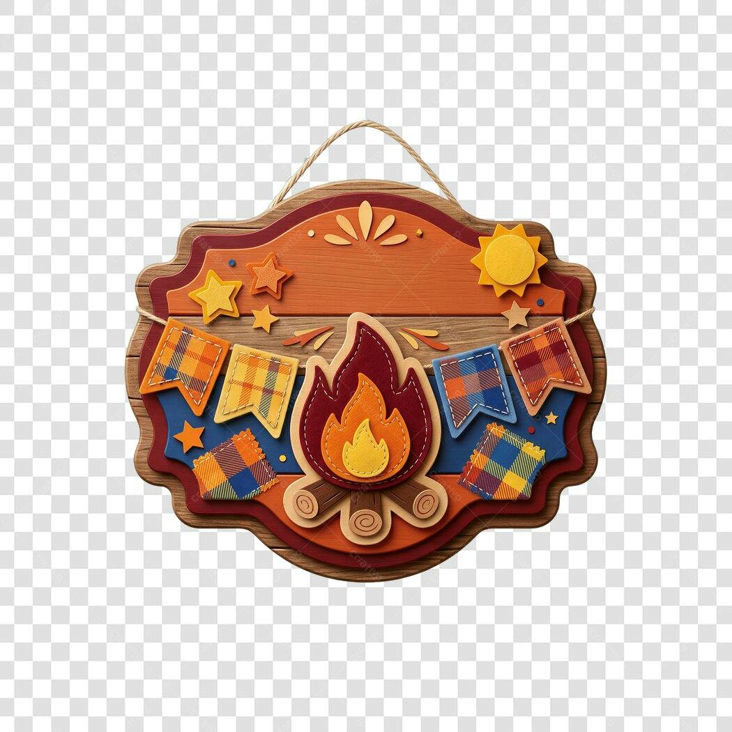 Elemento Decorativo Placa Festa Junina São João Junho PNG Fundo Transparente