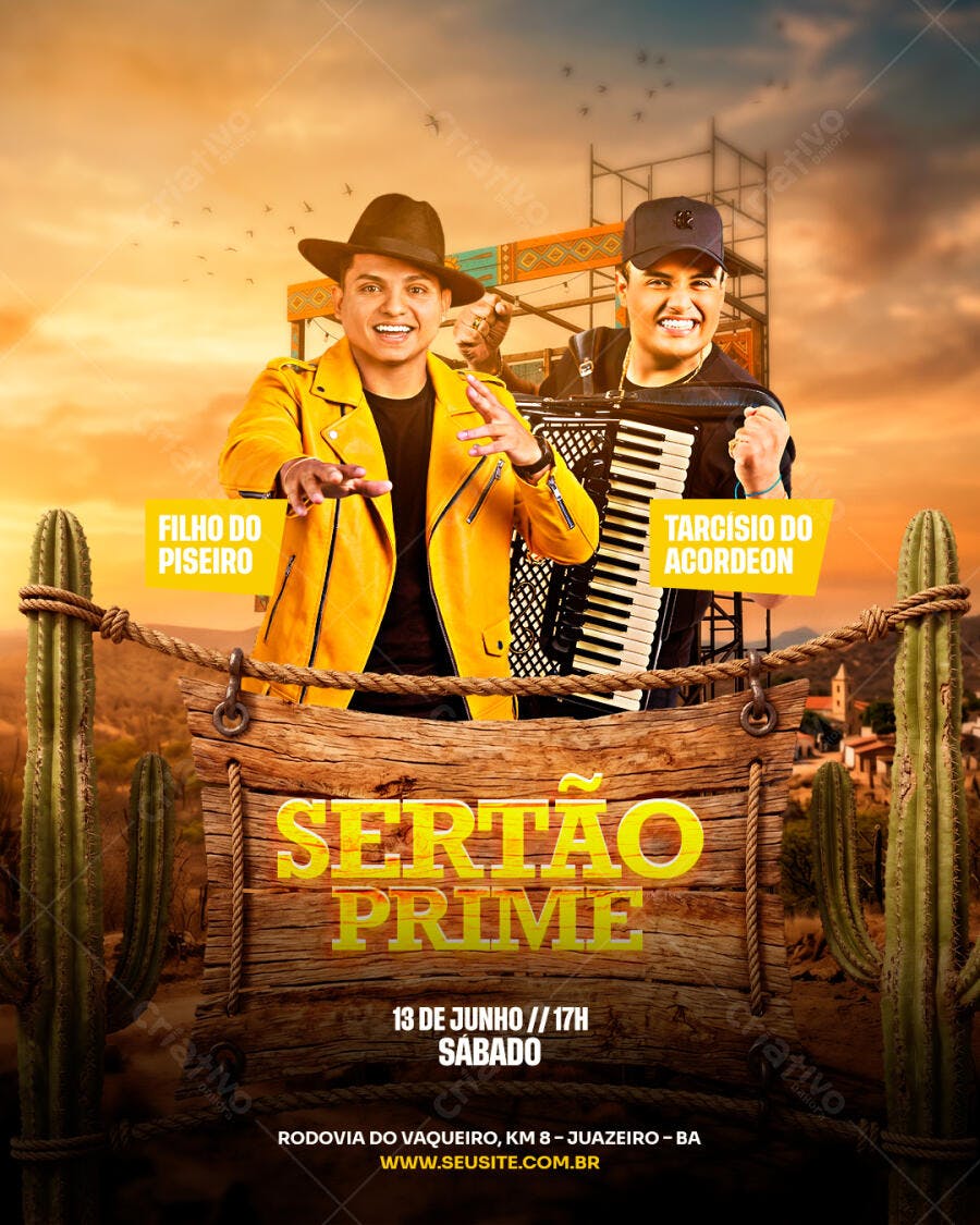 Flyer Sertão Prime Festa Junina Junho PSD Editável